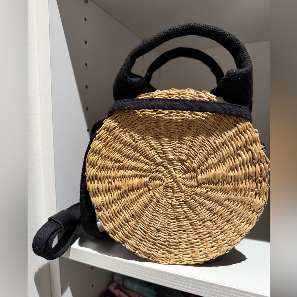 MUUN ROSA BAG ; NATURAL w/BLACK COTTON T POUCH